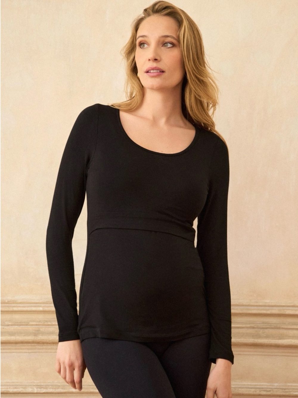 Seraphine Black Long Sleeve Nursing or Maternity Top